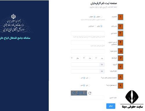 سامانه آنلاین پروانه اشتغال اتباع خارجی